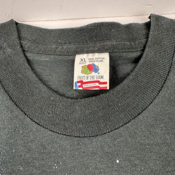 Vintage SS Wolf Native American Tee Shirt Men's XL Black Faded T-Shirt USA 90s - Picture 9 of 11